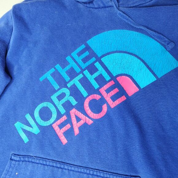 The North Face Royal Blue Logo Hoodie Pullover Sweater - size Small - Picture 4 of 6